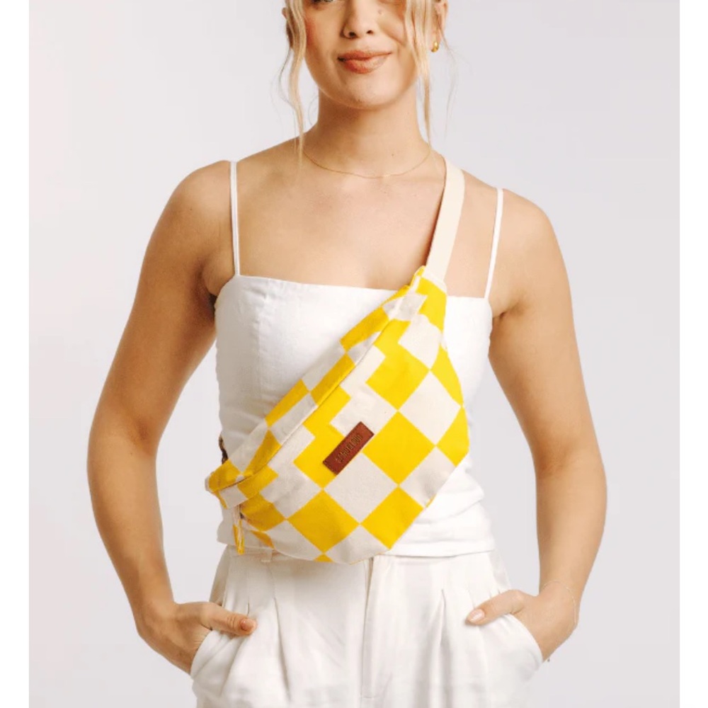 Yellow Checkered Crossbody Bag NWOT